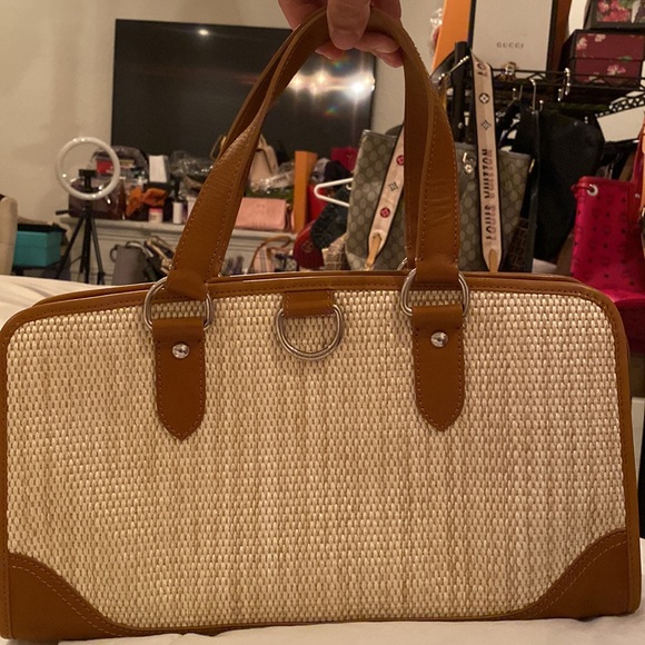 Burberry straw and leather handbag satchel - Picture 2 of 10